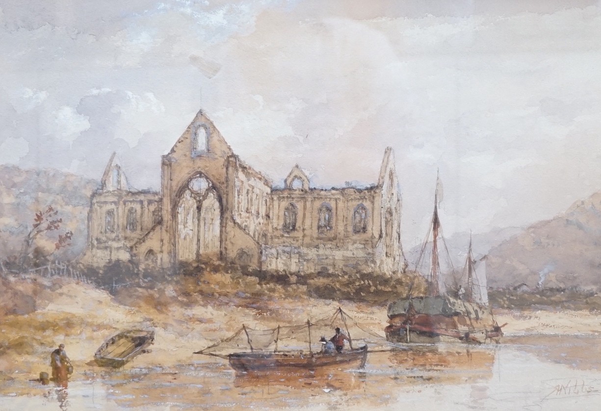 Richard Henry Nibbs (1816-1893), watercolour, Tintern Abbey, signed, 34 x 50cm